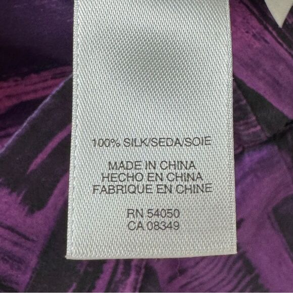 AK Anne Klein Purple Silk Scoop Neck Blouse M - Picture 7 of 7